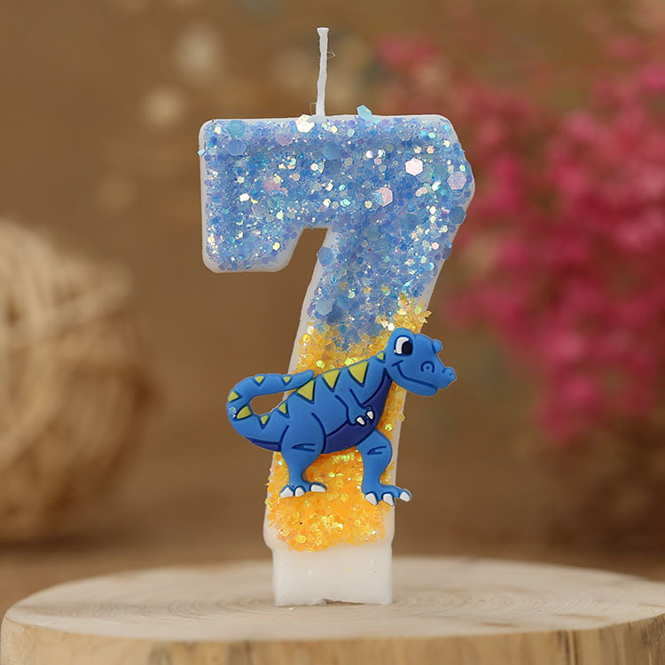 Vela de cumpleaños de niño Decoración de Pastel vela digital forma de dinosaurio anime artesanía vela para comercio electrónico transfronterizo