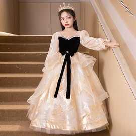 女童礼服裙轻奢生日公主裙蓬蓬儿童主持人花童婚礼钢琴演奏演出服