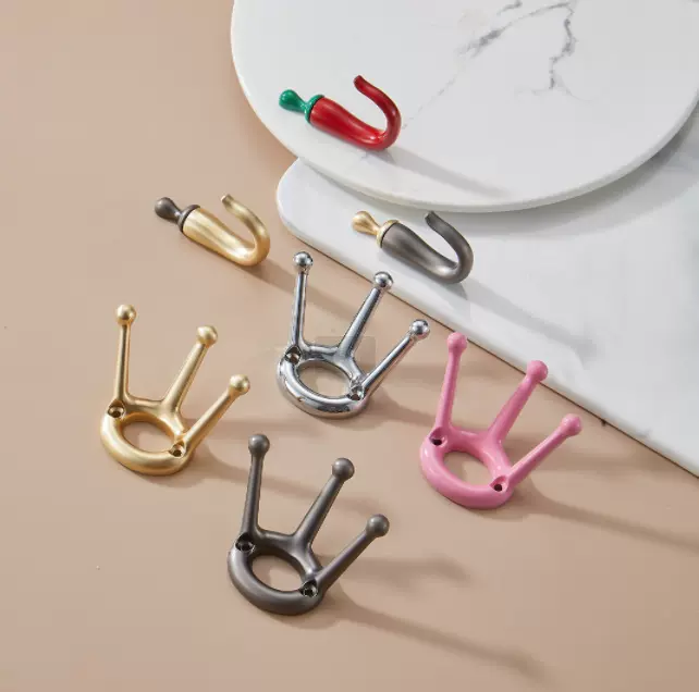 个性彩色红色辣椒黄色皇冠锌合金挂钩衣钩挂衣钩玄关衣柜衣帽间
