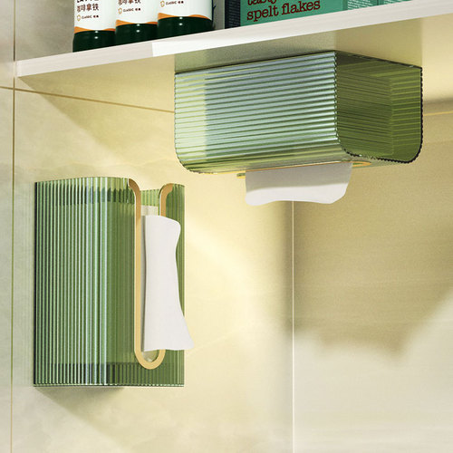 Light luxury tissue box wall-mounted bathroom toilet face towel storage kitchen upside-down punch-free paper drawer