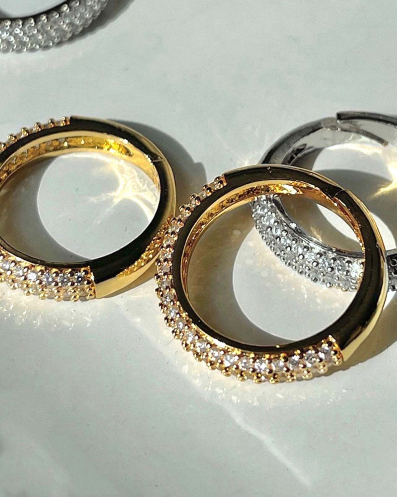 Plating Design Wholesale Jewelry Classic Style Shiny Geometric Copper 18K Gold Plated Plating Rings