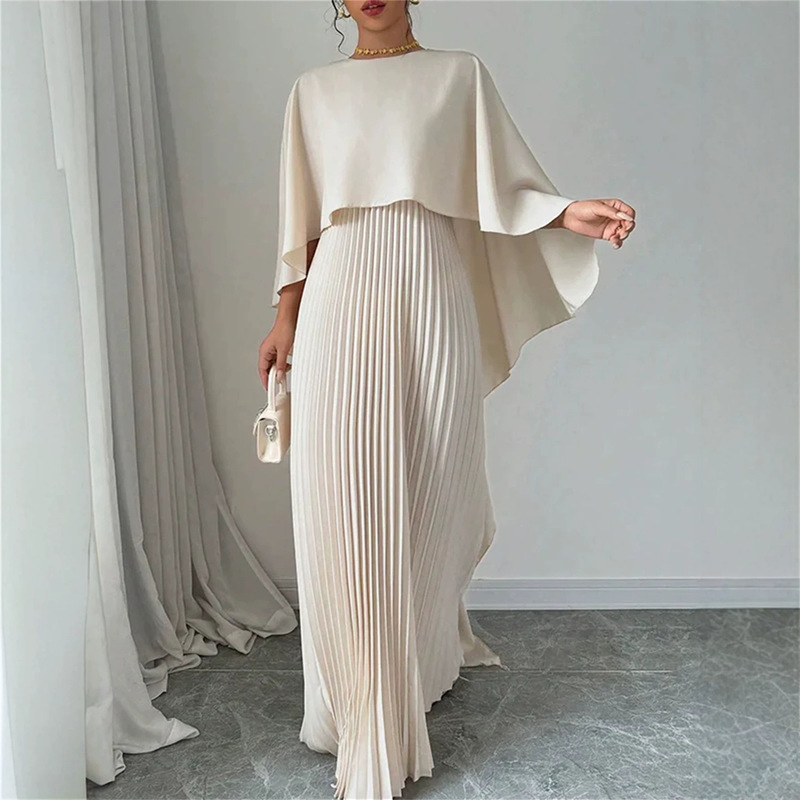 2026 Cross-Border European and American Fashion Loose Batwing Sleeve Pleated Irregular Fairy-Style Elegant Two-Piece Dress Set 2026 Cross-Border European and American Fashion Loose Batwing Sleeve Pleated Irregular Fairy-Style Elegant Two-Piece Dress Set