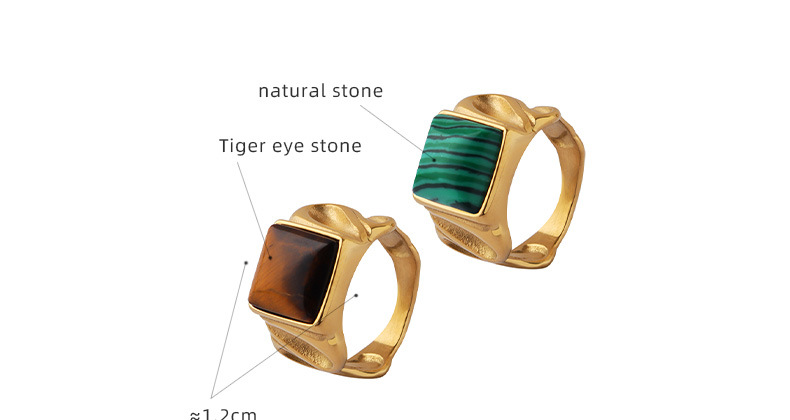 Retro Square Titanium Steel Rings Inlay Natural Stone Stainless Steel Rings