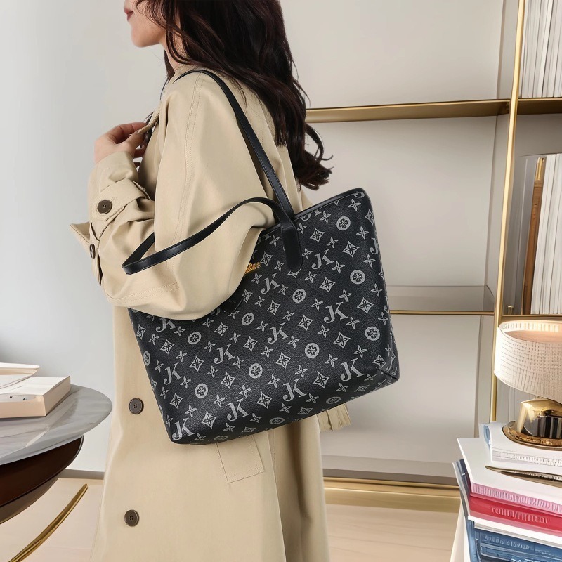 Bolsa de impresión retro para mujeres 2025, nueva moda de gran capacidad de bolsas de compras de viaje, bolsas de computadora, bolsas de hombro y brazo