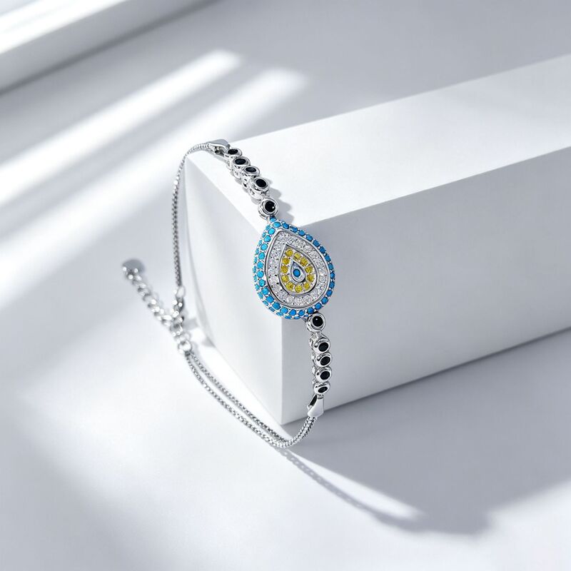 Cross-border Amazon bestseller 925 silver Turkish Eye evil eye bracelet wholesale, adjustable water drop pull bracelet Cross-border Amazon bestseller 925 silver Turkish Eye evil eye bracelet wholesale, adjustable water drop pull bracelet