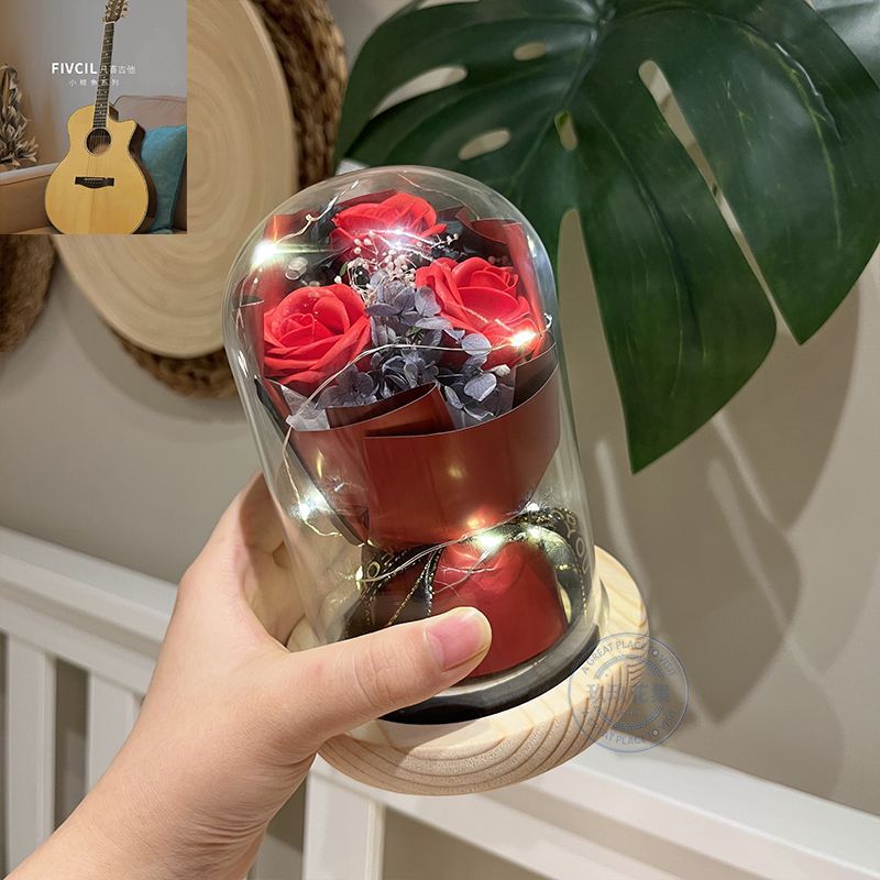 [선물하기 딱 좋아요] 사랑하는 사랑 - 빨간 장미 3개 - 선물 가방 + 축하 카드 + 배터리 [완제품 배송]