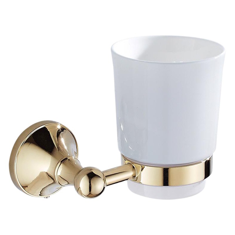Simple copper material zirconium plated gold hardware bathroom single Cup gargle Cup rack bathroom pendant a generation of delivery wholesale