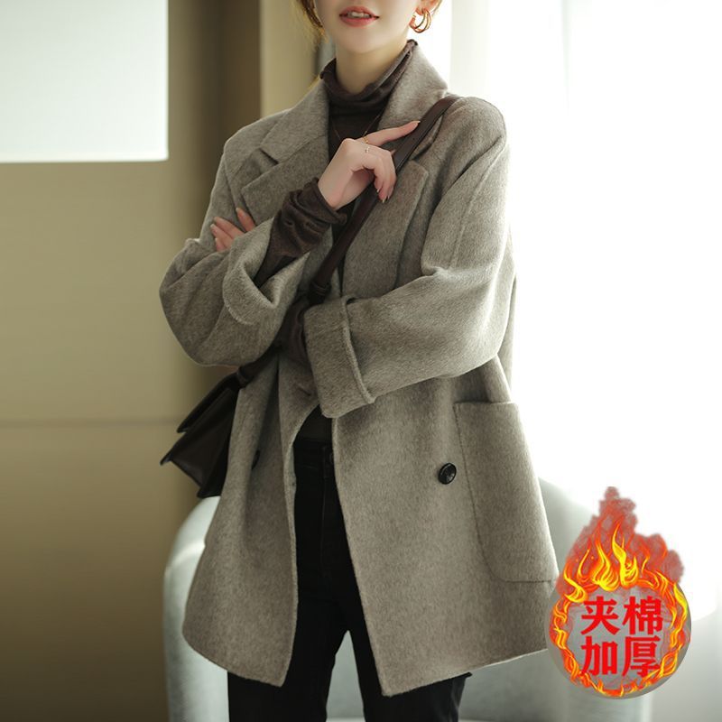 毛呢外套女2025秋冬季新款小个子加厚韩版修身气质中长款呢子大衣|undefined