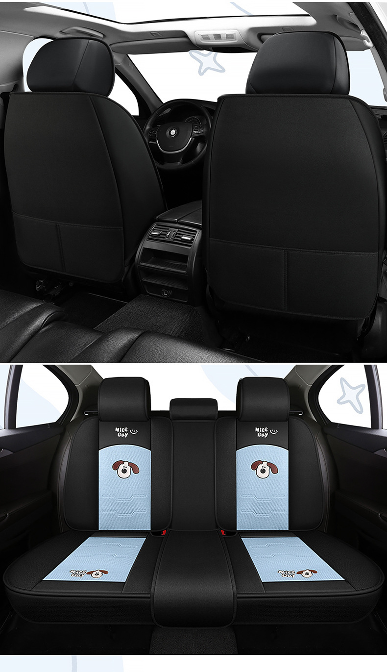New car seat cushion four seasons universal linen fabric seat cover cartoon car special seat cover fully enclosed seat cover