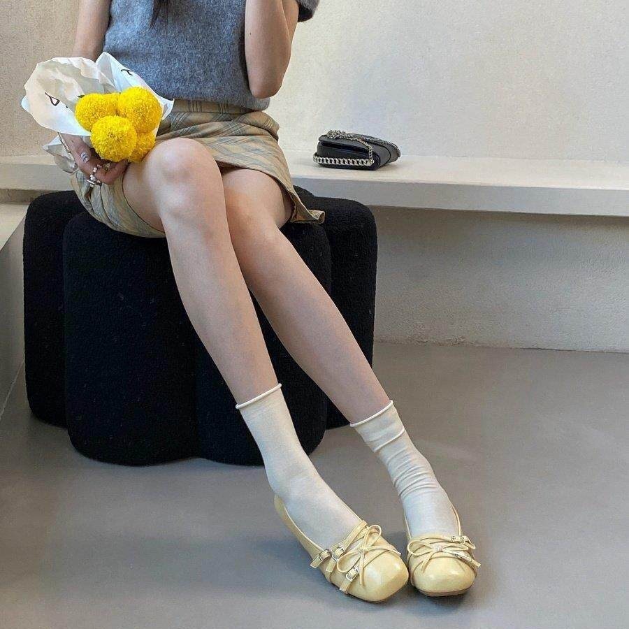 Skirt with Belt Buckle, Slip-On Soft-Soled Shallow Pumps, Gentle Everyday Spring Miu Flat Shoes 2026
