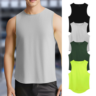 Cross-Border European and American Fashion New Quick-Drying Loose Vest Men's Sports Fitness Solid Color Summer Running Training Sleeveless