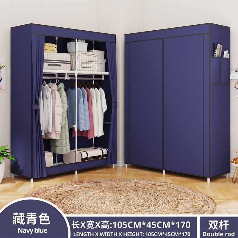 布ワードローブアセンブリ不織布防塵収納ワードローブ吊り下げシンプルなワードローブハンガースチールフレーム寮組み合わせ折りたたみキャビネット