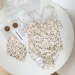 Children's swimwear, unisex one-piece cute spaghetti strap baby swimsuit, Korean princess style, for small and medium children, beach swimsuit