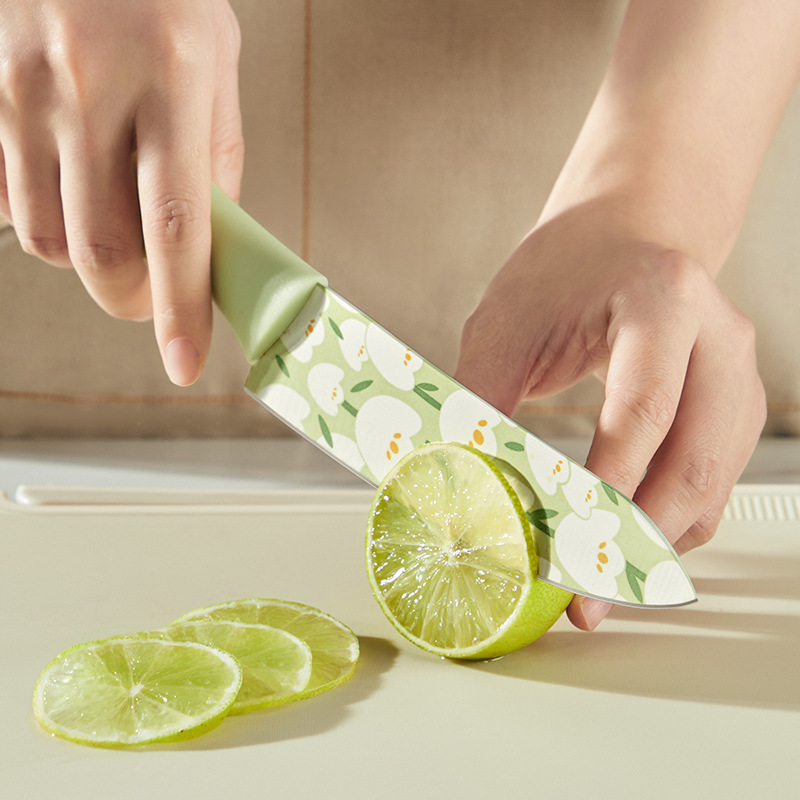 Cuchillo de cocina de tulipán original Cocina doméstica de alta gama Cuchillo de acero inoxidable Cortar verduras en rodajas Cuchillo de carne Cuchillo de fruta impreso