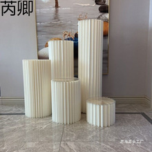折圆柱商场橱窗婚庆罗马柱摆件纸质生日派对布置甜品台展示架折叠