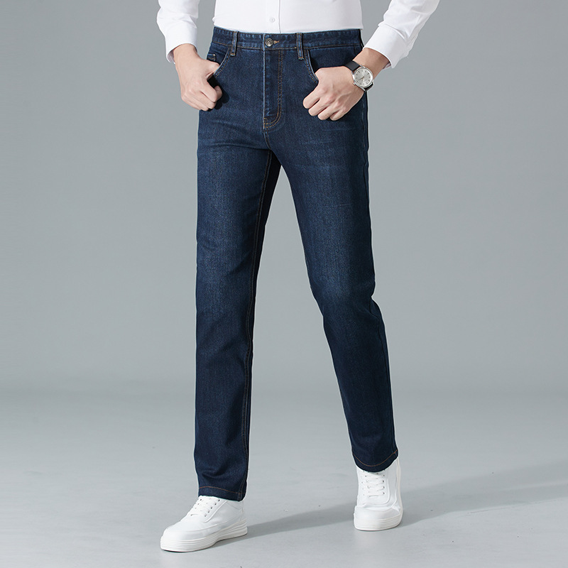 Brand High-End Spring and Autumn Jeans for Men, Slim Fit, Versatile, Stretchy, High-End, Small Straight-Leg, High-Fashion Casual Pants for Men