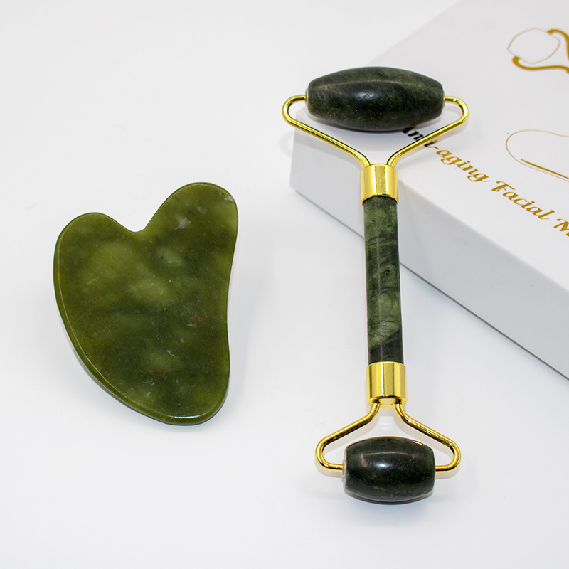 Fabrikverkauf Xiuyan-Jade-Massageroller Gua-Sha-Set, spezialisiertes Augen- und Gesichtspflege-Massageset