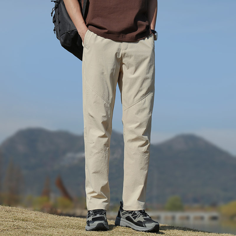 Spring and Summer New Men's Outdoor Sports Thin Hiking Pants Breathable Sweat-Absorbent Solid Color Versatile Casual Pants Men