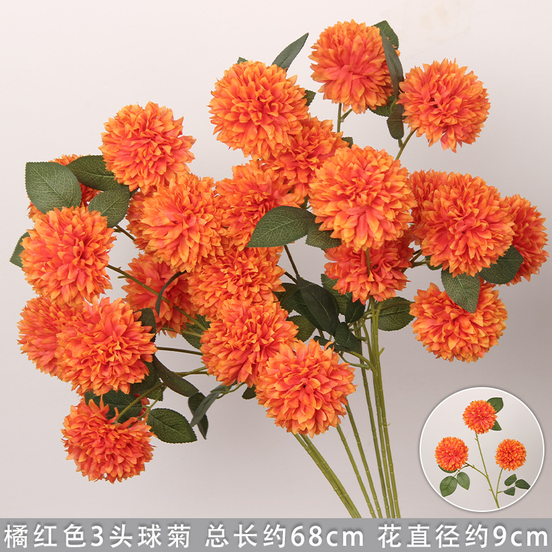 Flores de imitación naranja peonía naranja hortenida neblina orquídea flor flor de boda seda naranja
