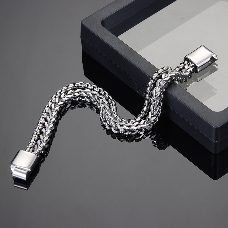 Woven square magnetic bracelet stainless steel