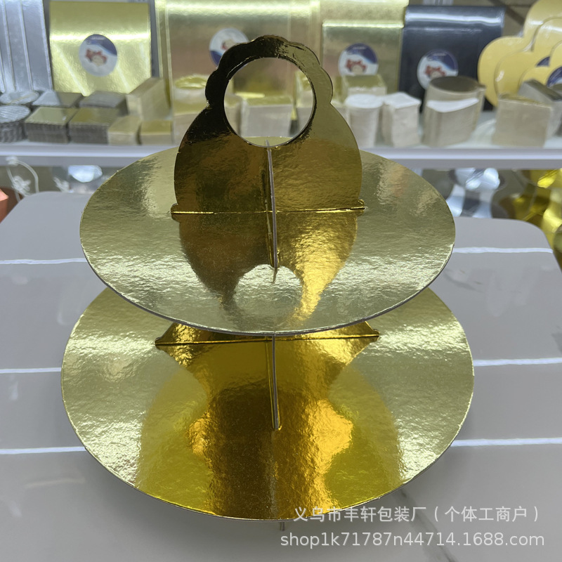 Fábrica directa desechable estante de pastel de papel dos capas fiesta de cumpleaños postres de boda estante de exhibición de diseño