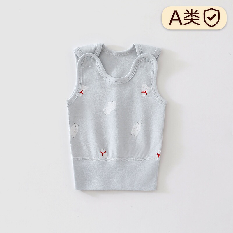 Newborn belly-protecting vest, pure cotton, Class A, high-waisted ribbed anti-cold vest, sleeveless vest for small-month-old babies, autumn