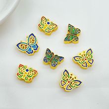 古法金保色蝴蝶隔珠珐琅彩散珠项链手链串珠景泰蓝DIY配饰