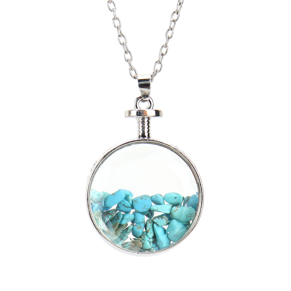 36g Weight Pendant Necklace Classification 1 Piece Quantity Holiday, Daily Occasion natural stone Material Round Pattern Women'S Gender Plating Design Ethnic Style Style Ethnic Style Round Natural Stone Pendant Necklace In Bulk 9