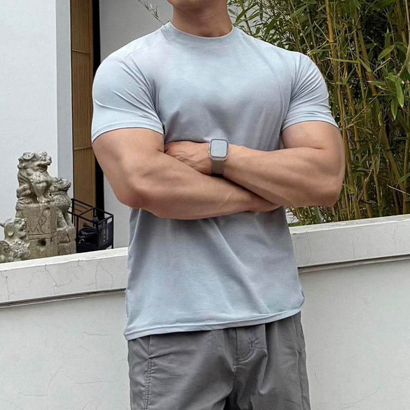 2026 New American Style Casual T-Shirt, Solid Color, Short-Sleeve, Breathable, Moisture-Wicking, Quick-Drying, Crew Neck Top