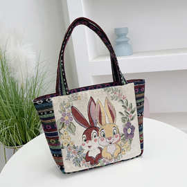 厂家批发新款双面刺绣卡通图案女上班手提包包开业福利活动礼品包