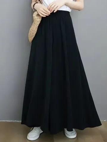 Extra-large code women's loose casual straight-leg pants 300 pounds fat-hiding elastic high-waist flowing wide-leg skirt for women