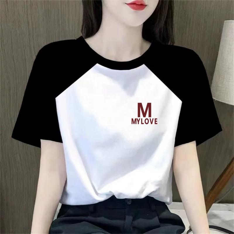 Clearance Sale Export Fashion Mom's Clothing Raglan Color-Block Short-Sleeve T-Shirt 2026 New Style Loose Korean Style Top Clearance Sale Export Fashion Mom's Clothing Raglan Color-Block Short-Sleeve T-Shirt 2026 New Style Loose Korean Style Top
