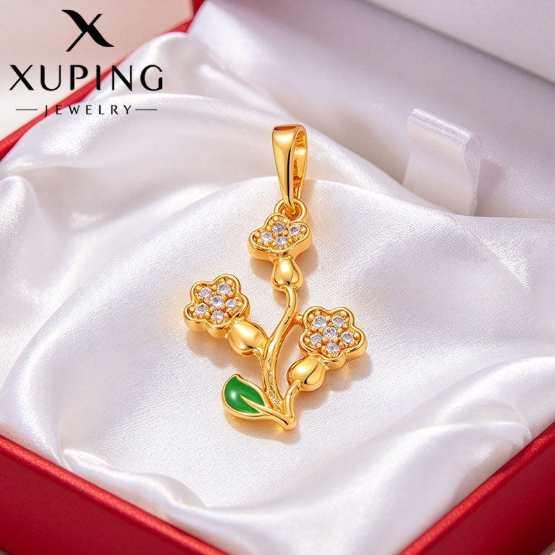 Dije de Flor con Gemas en Aleación de Cobre para Mujer