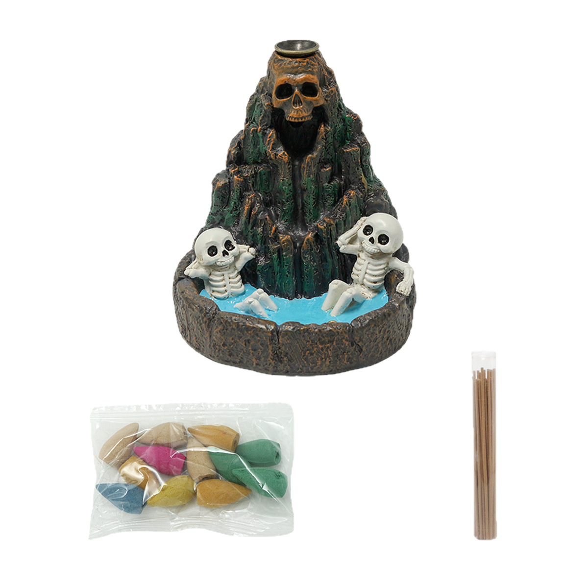 Halloween Skull Mountain Backflow Incense Burner Sandalwood Aromatherapy Burner Ceramic Resin Home Incense Cloud Incense Burner Available
