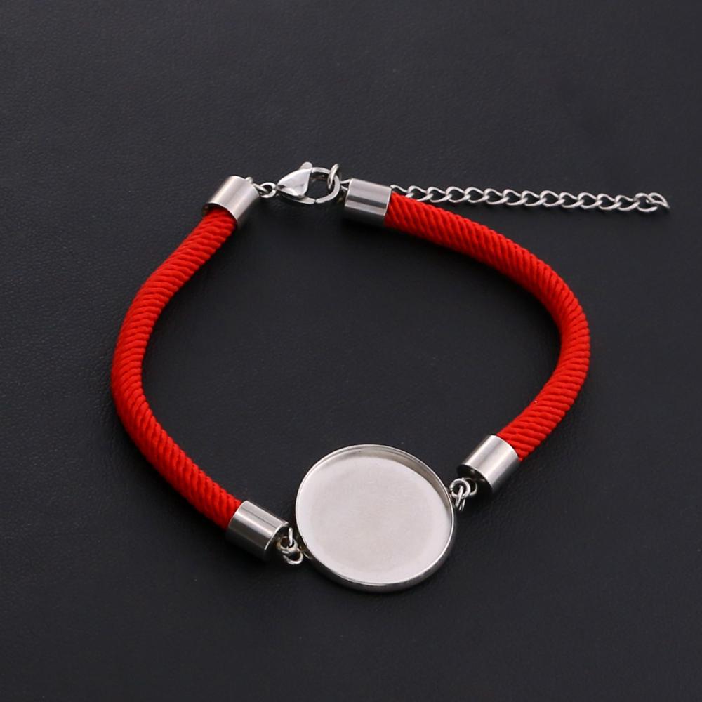 20mm Acero inoxidable tiempo gema cuero cuerda bandeja pulsera soporte inferior ranura cubierta de goma pieza DIY joyería hecha a mano Accesorios