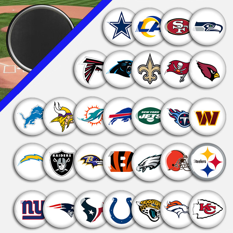 국경 간 뜨거운 판매 NFL 스포츠 리그 팀 타임 보석 냉장고 자석 기념품 소프트 자석 제조 업체 도매