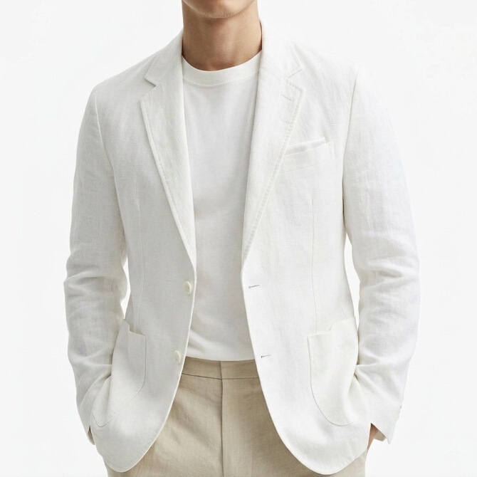 Old Money Cotton-Linen Casual Suit for Men, Spring Thin Style, Large Size, Solid Color, Business Commuter Cotton-Linen Single Blazer for Men