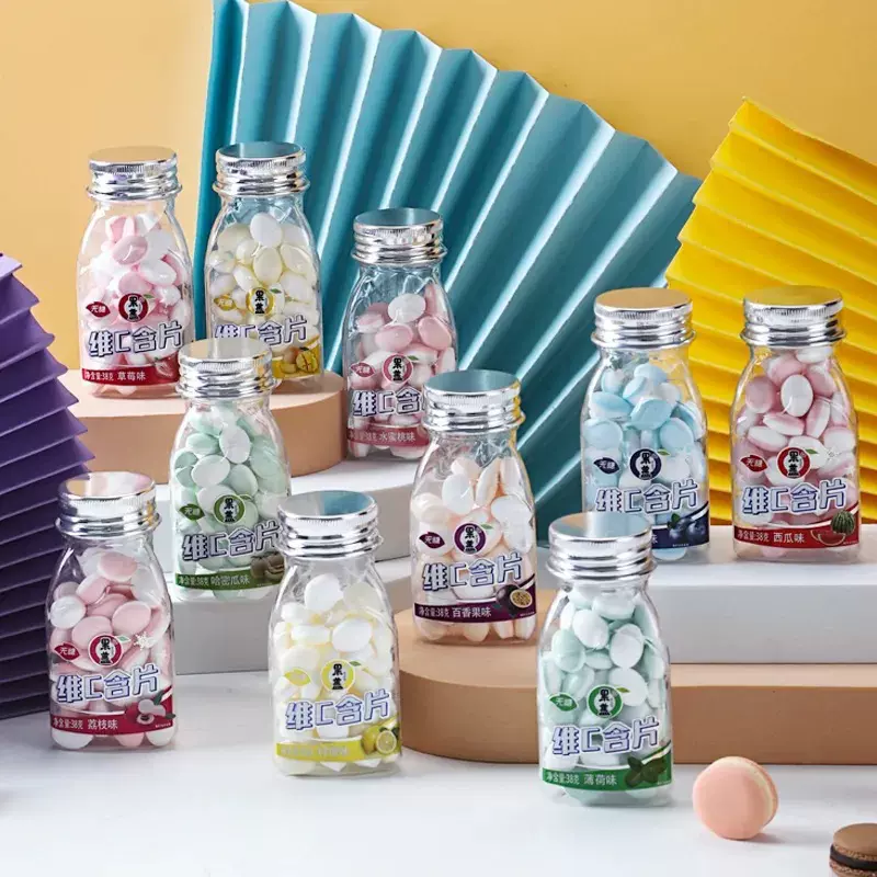薄荷糖维C含片瓶装商用批发招待糖压片糖果网红零食接吻糖口香糖