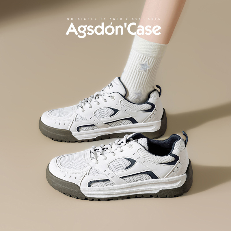 Augustion zapatos blancos de suela gruesa mujer 2025 nueva malla de verano casual zapatillas ligeras zapatillas deportivas básicas