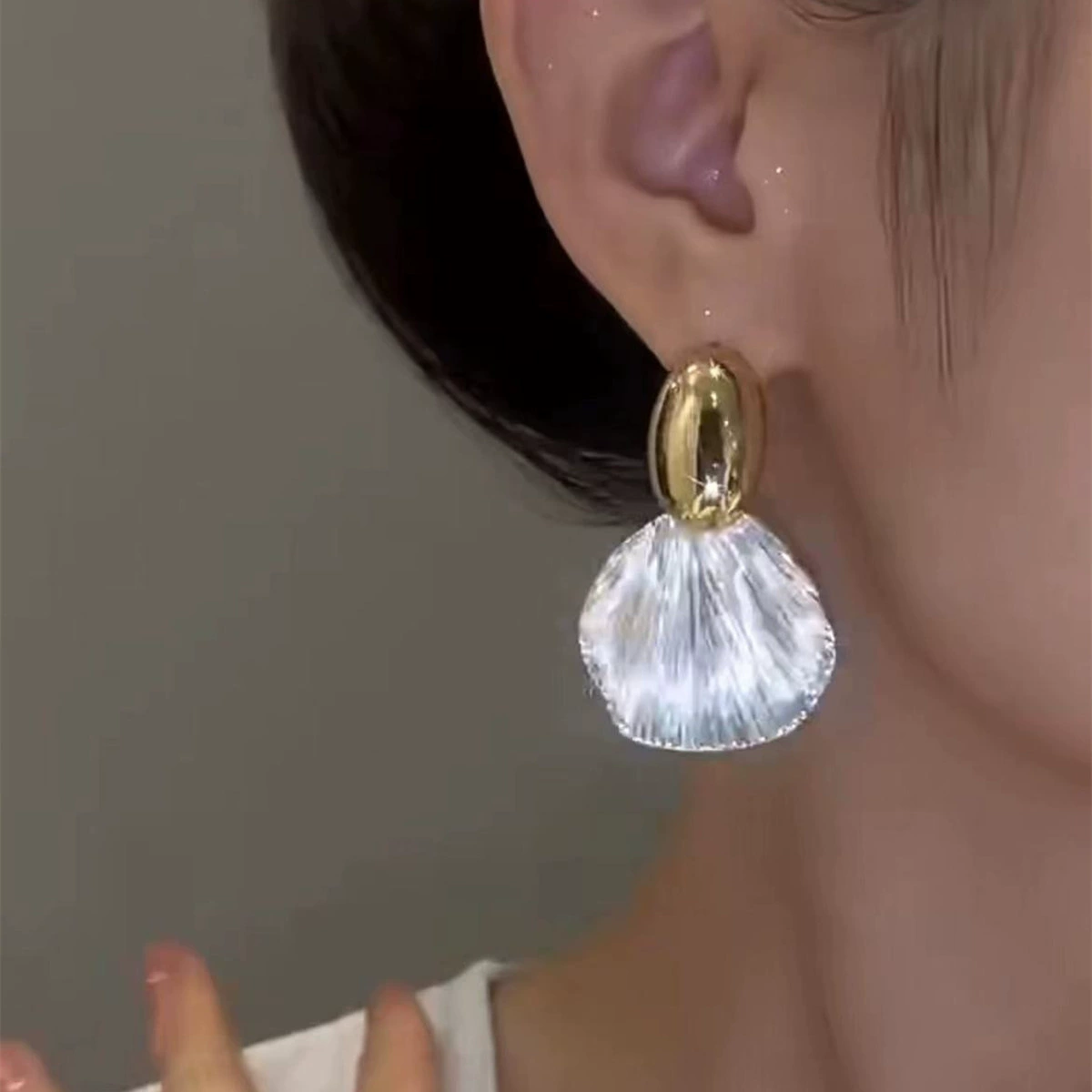 Стильные серьги, серебряная нитка, асимметричный кулон, корейский стиль, интернет-знаменитость, городской стиль