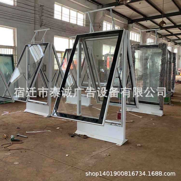 滚动换画广告灯箱户外立式广告牌灯箱可移动万向轮滚动广告灯箱