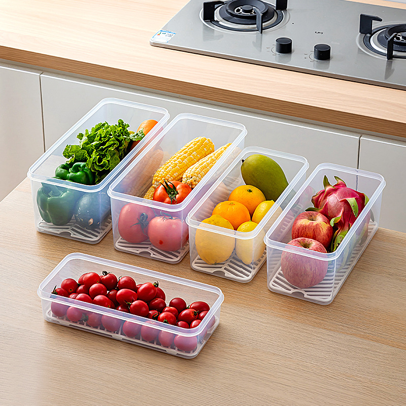Refrigerator Storage Box with Lid, Rectangular Refrigerator Storage Box, Food-Grade Food Refrigerator Storage Box