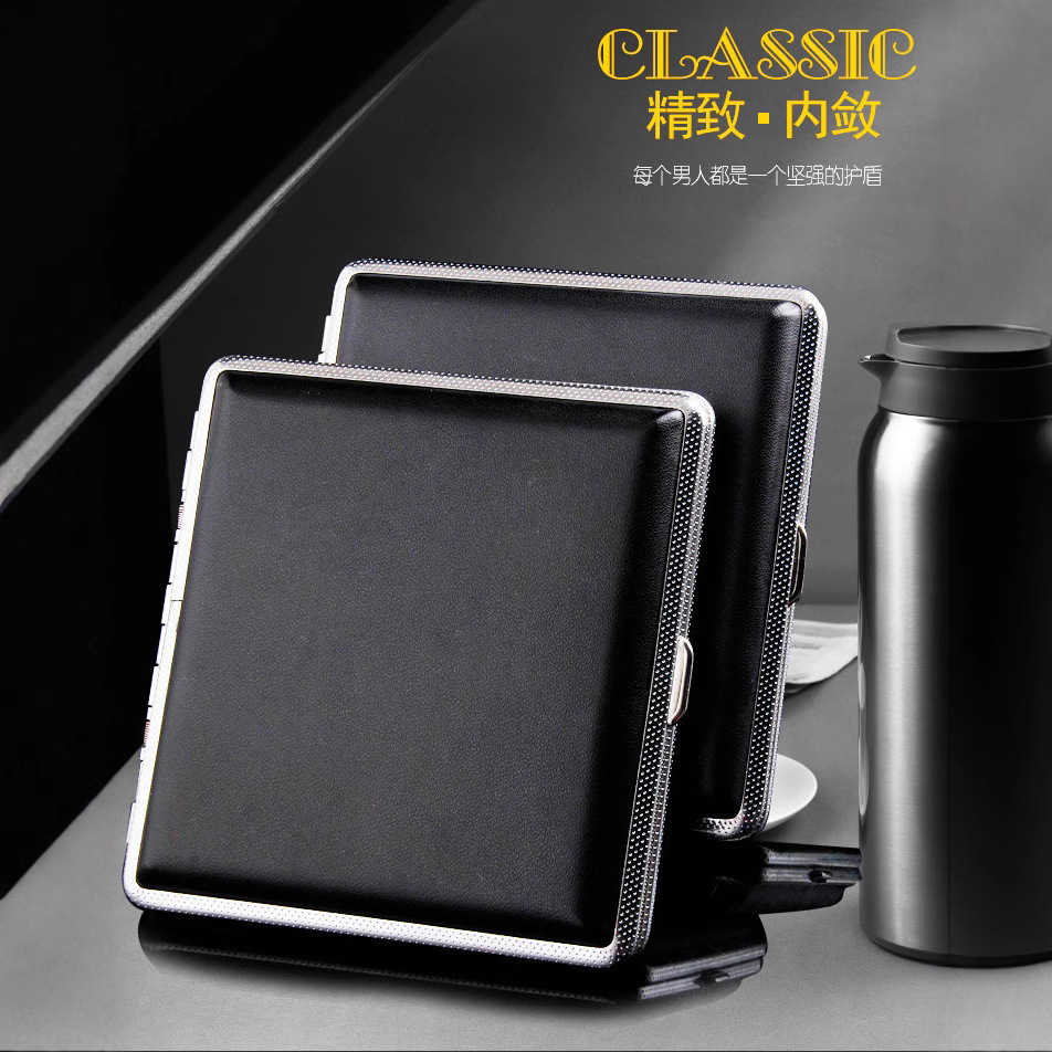 fashionable-20-pack-metal-clip-strip-leather-cigarette-box-creative-unique-automatic-cigarette-box