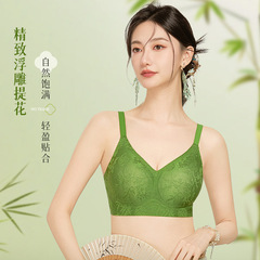 直播爆款国风浮雕提花软支撑内衣夏季薄款透气小胸聚拢固定杯文胸