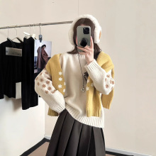 复古手工绣花套头毛衣女2025秋冬新款韩版宽松慵懒风针织衫上衣厚