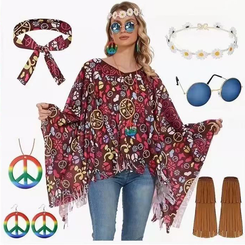 欧美复古嘻哈风流苏服饰套装万圣狂欢节舞台表演摇滚女演出服装