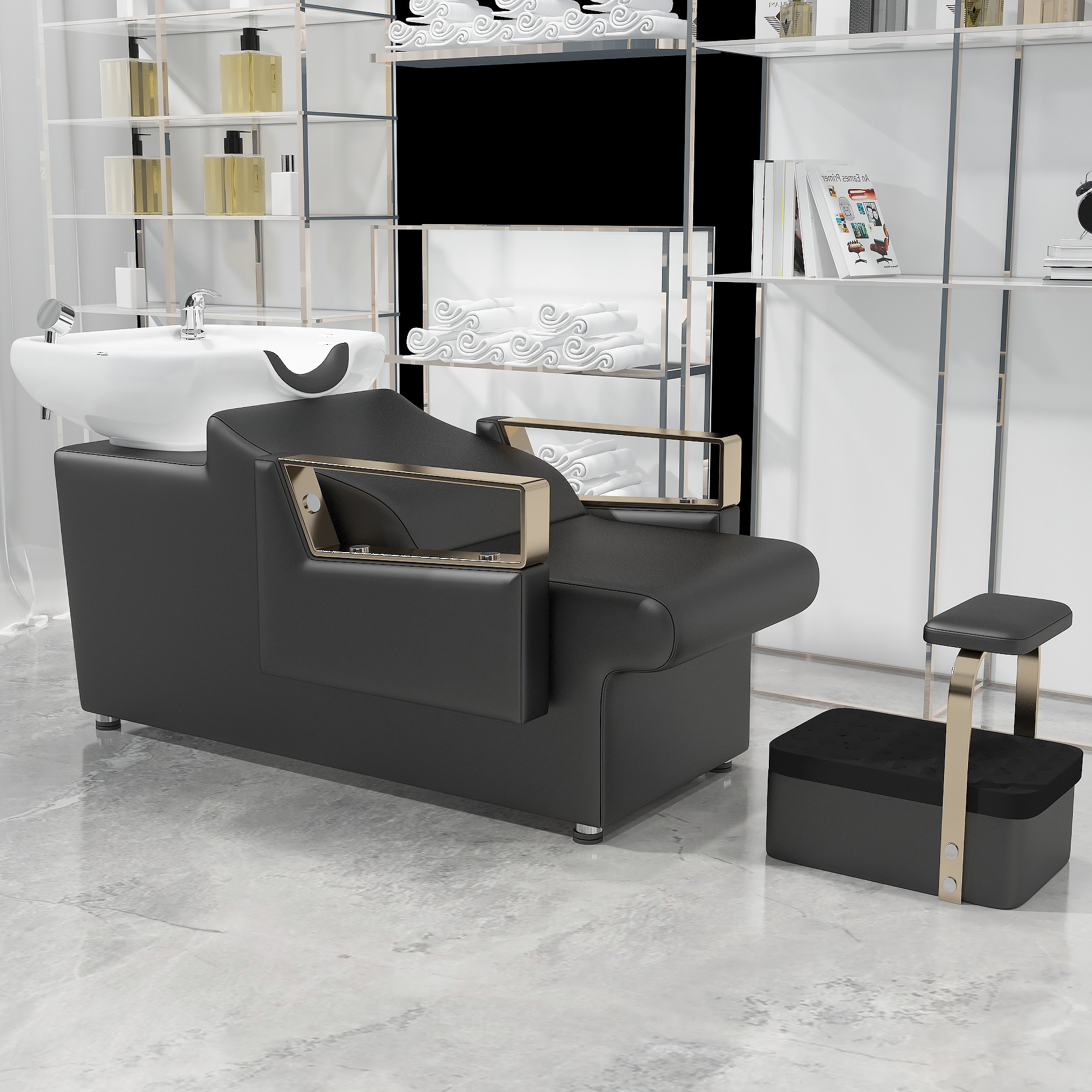 Oro Negro sosteniendo las manos y los pies altos - maceta blanca