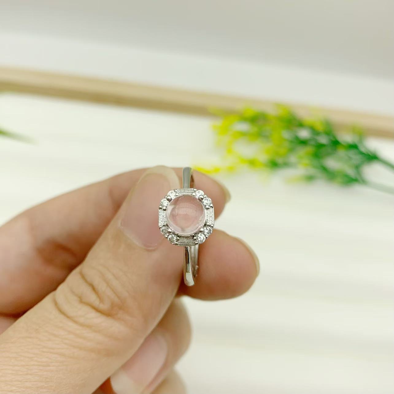 (2개) 패션 새로운 S 다이아몬드 핑크 크리스탈 여성 링 틈새 디자인 라이트 럭셔리 하이 엔드 루즈 링