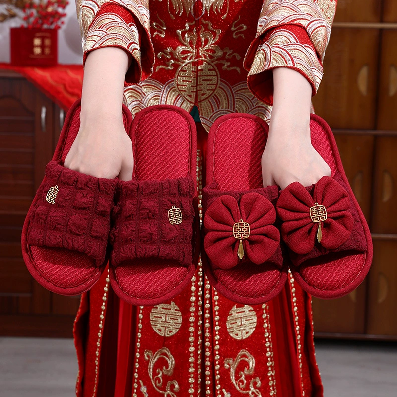 Свадебные тапочки праздничный красный свадебный набор для приданого