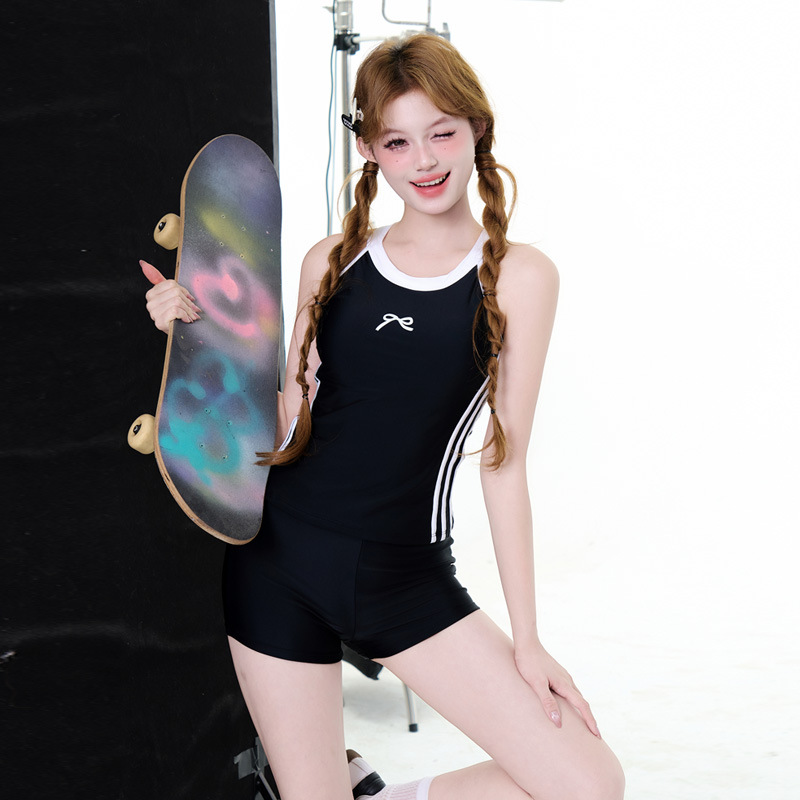 Girls' Swimsuit Split Boxer Student Sports Conservative Professional Swimming Pool Racing Dry Slimming Japanese Cute and Beautiful